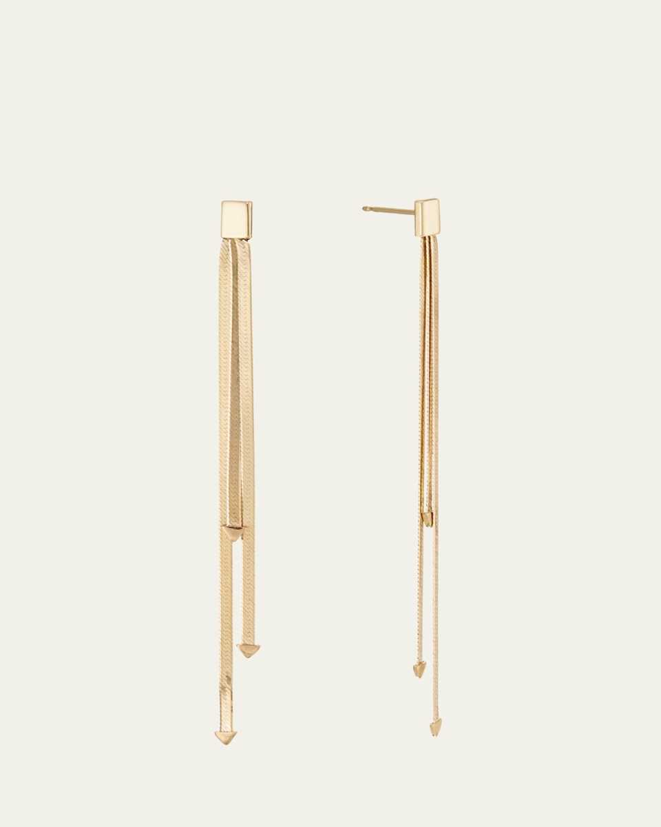 14k 3-Strand Linear Dangle Earrings